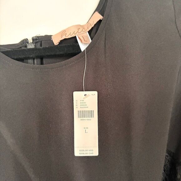 NWT Hutch Anthropologie Black Asymmetrical Lace Mix Maxi Slip L - Picture 7 of 7